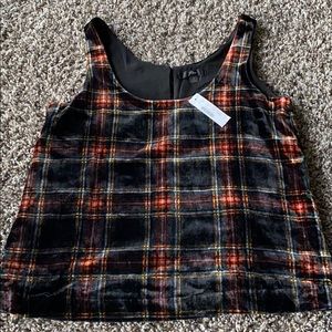 J. Crew Velvet Holiday plaid top